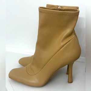 GB Stiletto Heel Square Toe Boots Tan 9